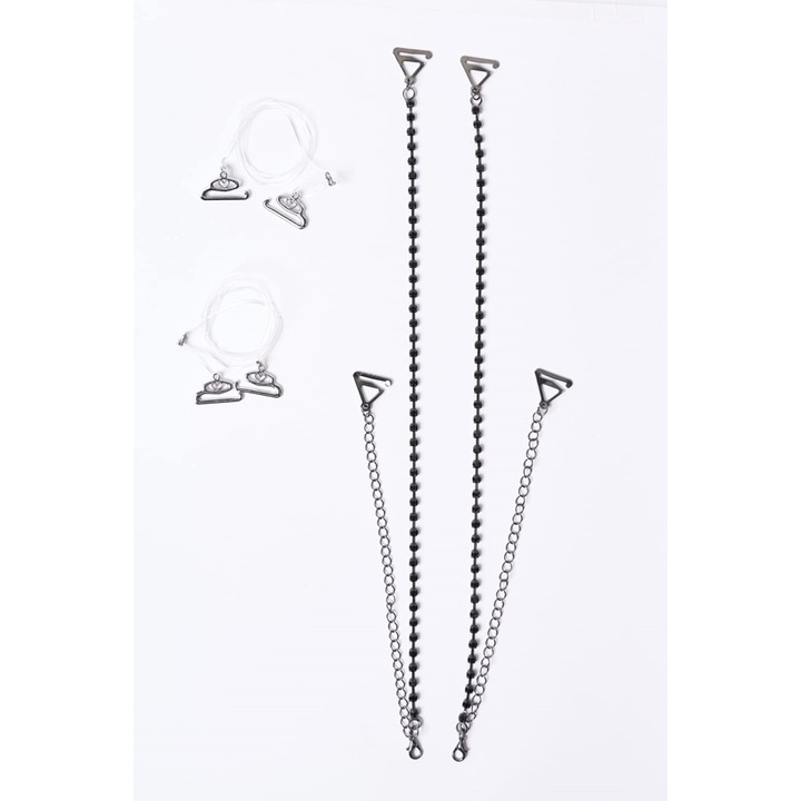 Set bretele reglabile sutien/rochie cu un rand de strasuri negre si bretele reglabile sutien/rochie invizibile cu snur transparent