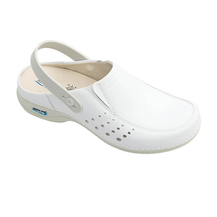Saboti medicali, ortopedici, Nursingcare Wash'Go Berlin, cu bareta, Alb, Alb, 45
