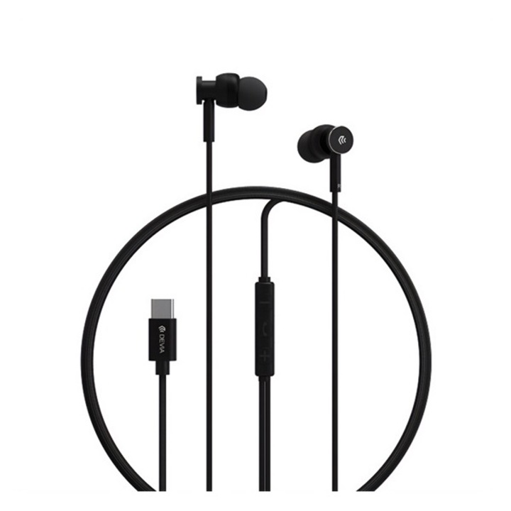 Devia smart m1 fülhallgató sztereo, type-c, mikrofon, felvevő gomb, fekete