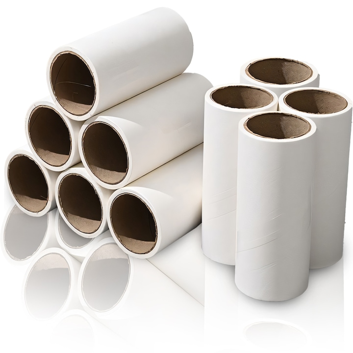 Set 10 Role Rezerve Adezive pentru Indepartarea Scamelor si Parului de Animale de pe Haine si Mobilier, RETOO DailyPro, 300 Foi, 55m, Alb