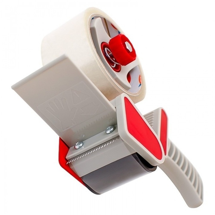 Dispenser banda adeziva pentru ambalare 48/50 mm, Aplicator Scotch folosit in Bricolaj, Alb/ Rosu