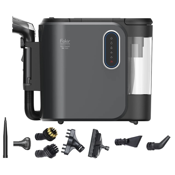 Aspirator cu spalare si abur Fakir PR 7020 2000W pt. canapele, fotolii, mochete, tapiterie auto si alte textile, curata pete (54°C) si igienizeaza (97°C), 2000W, cablu 5m, 1.6 L, injectie extractie, Gri