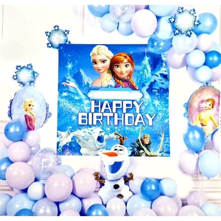 Комплект от 60 балона и аксесоари за аранжиране на арка, гигантски балон Олаф, банер Честит рожден ден