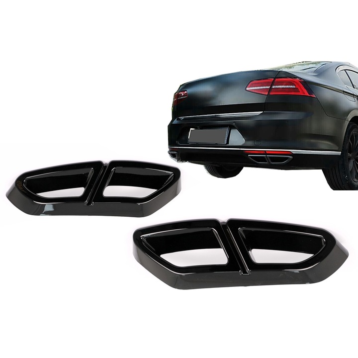 Kipufogóvégek dekoratív keretek VW Passat B8 3G GTE / Alltrack 2015-2019 zongorafekete