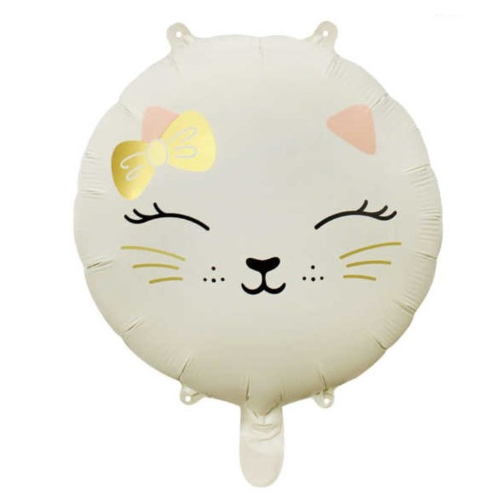 Balon folie rotund crem pisica 45 cm
