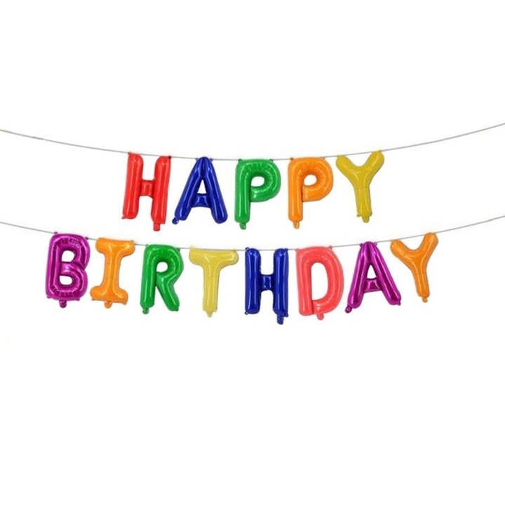 Комплект фолиеви балони Cyrax, Happy Birthday, 40 см, многоцветни