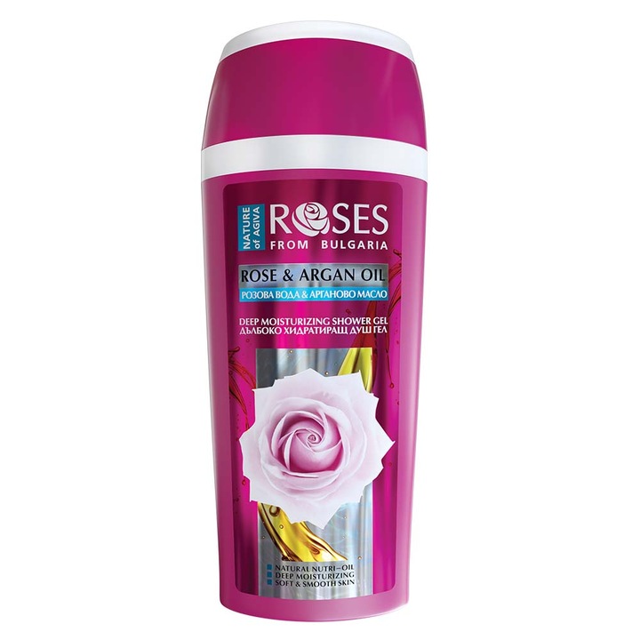 Дълбоко хидратиращ душ гел Nature of Agiva Roses, С екстракт от арганово масло, 250 мл
