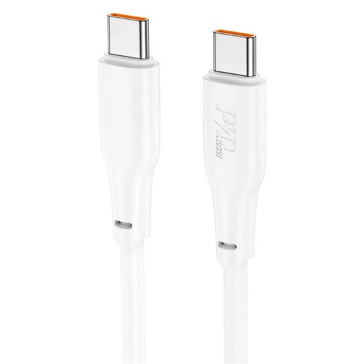 Cablu de date Hoco x93, Type-C - Type-C, 100W, 3A, încărcare rapidă PD, 200cm, anti-rupere, alb