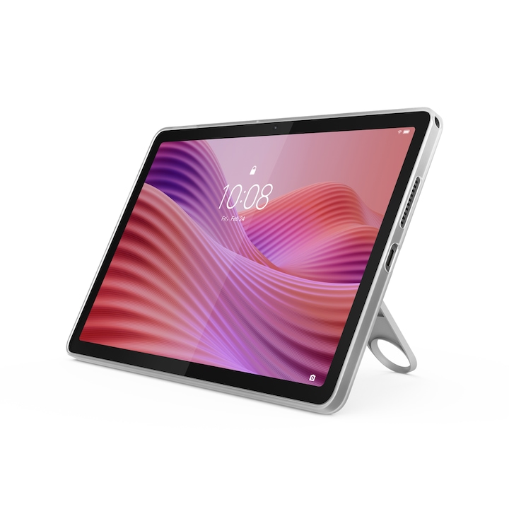 Таблет Lenovo Tab TB311XU LTE, Mediatek Helio G85 Octa-Core 1.8GHz процесор, 10.1" TFT LCD екран, 4GB RAM, 64GB Flash, 8MP, Wi-Fi 5, Bluetooth, 4G, Android 14 + сив прозрачен калъф