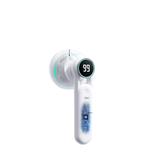 Aparat de scame pentru curatat haine, Andowl®, Baterie Litiu-polimer 800 mAh, Incarcare USB-C DC 5V, Autonomie 2-3 ore, 6 Lame, Display LED, Material ABS, 3 Moduri de Viteza, Culoare rox, Q-M91