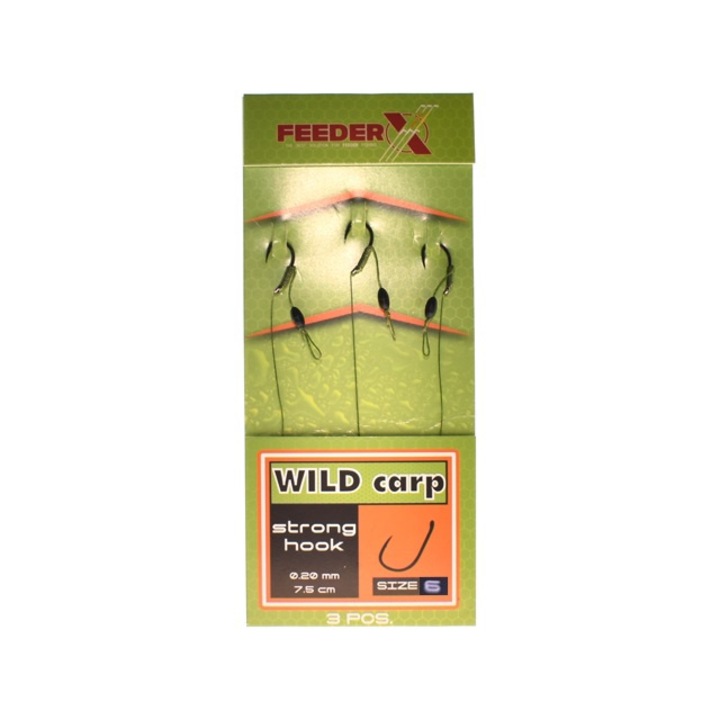 Carlige legate FeederX Wild Carp Strong Hook, nr.6