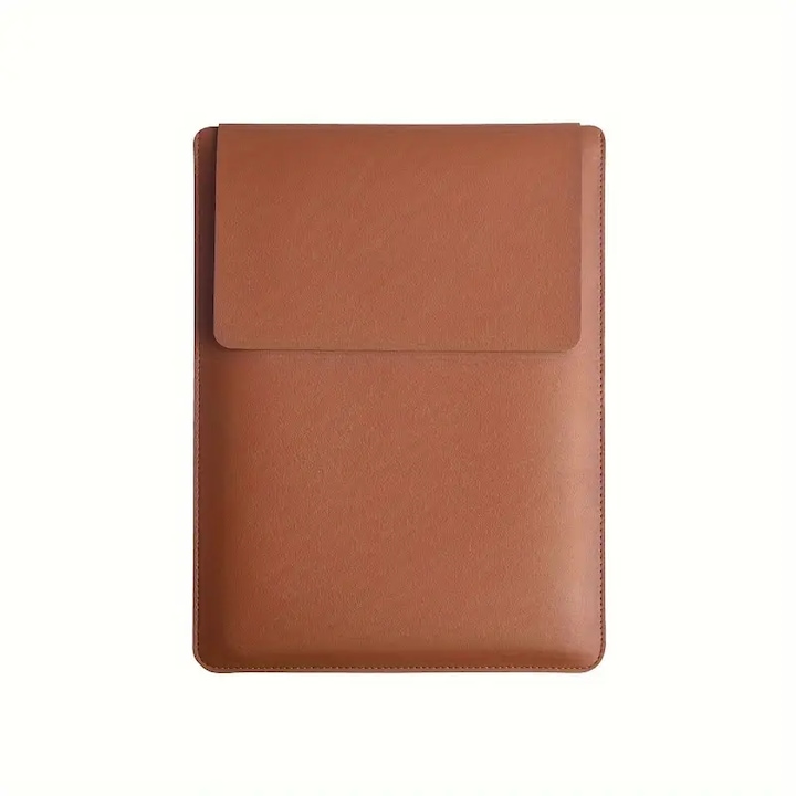 Husa pentru MacBook Pro/Air sau Laptop 15 inch Sleeve din piele PU premium cu mouse-pad inclus, rezistenta la apa, maro