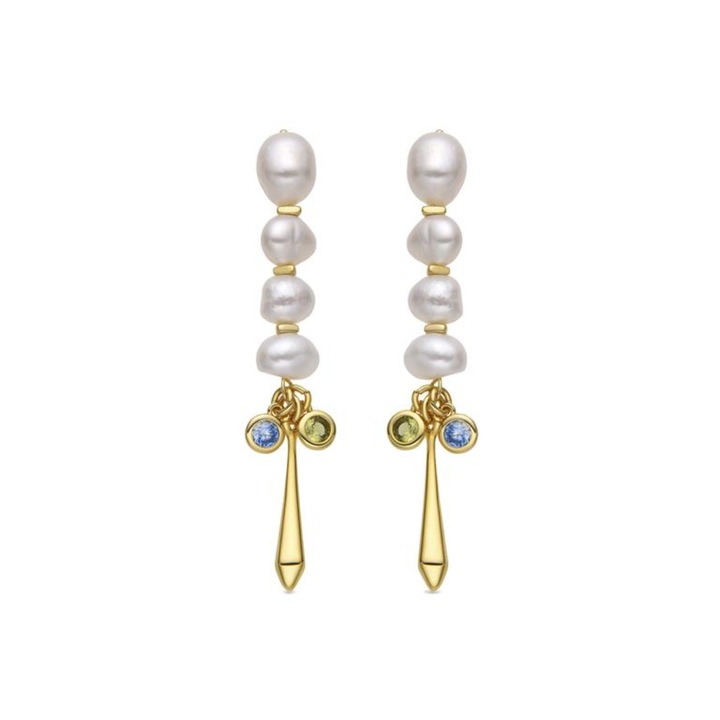 Cercei din Argint 925 THYDO cu perle si placati cu Aur galben de 18K