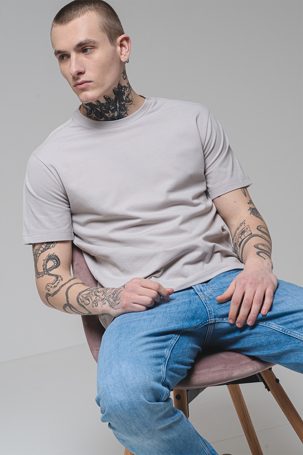 CALVIN KLEIN, Tricou regular fit din amestec de bumbac organic, Gri deschis, 2XL
