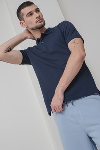 CALVIN KLEIN, Tricou polo din amestec de bumbac organic, Albastru ultramarin, M