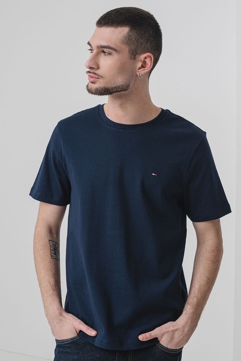 Tommy Hilfiger, Памучна тениска с лого, Ултрамарин синьо, S