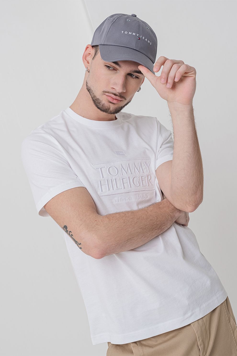 Tommy Hilfiger, Tricou cu decolteu rotund, Alb, S