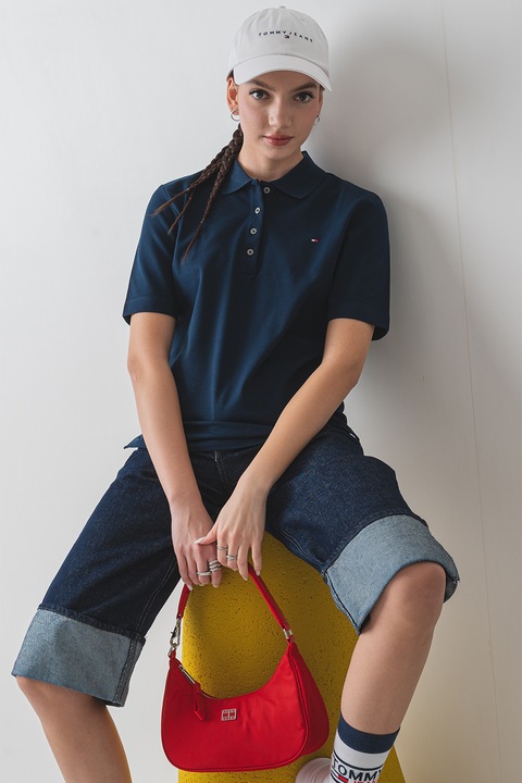 Tommy Hilfiger, Tricou polo regular-fit cu logo discret, Albastru ultramarin