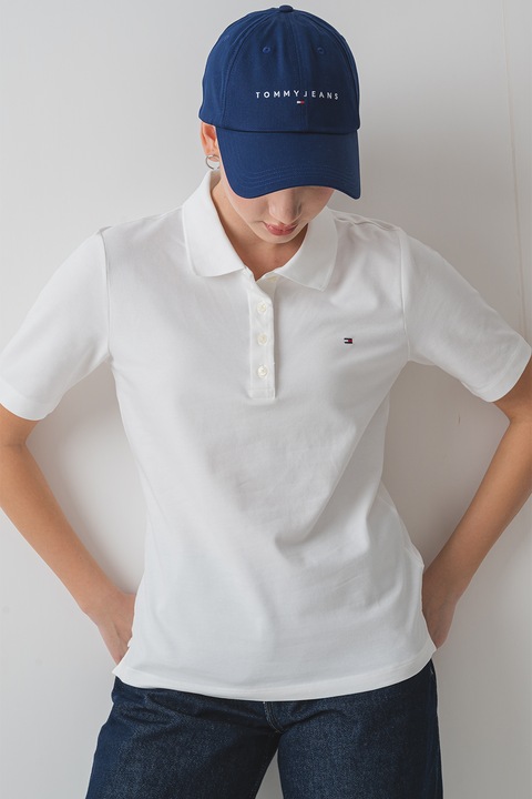 Tommy Hilfiger, Tricou polo regular-fit cu logo discret, Alb