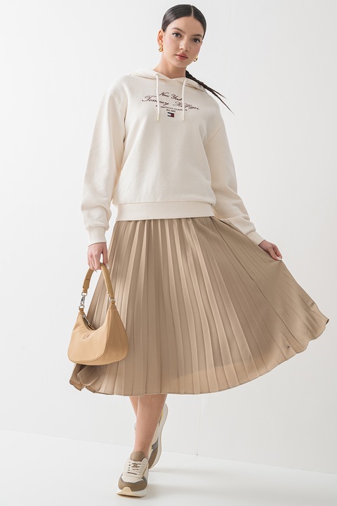 Tommy Hilfiger, Hanorac cu imprimeu logo, Visiniu/Alb fildes, XL