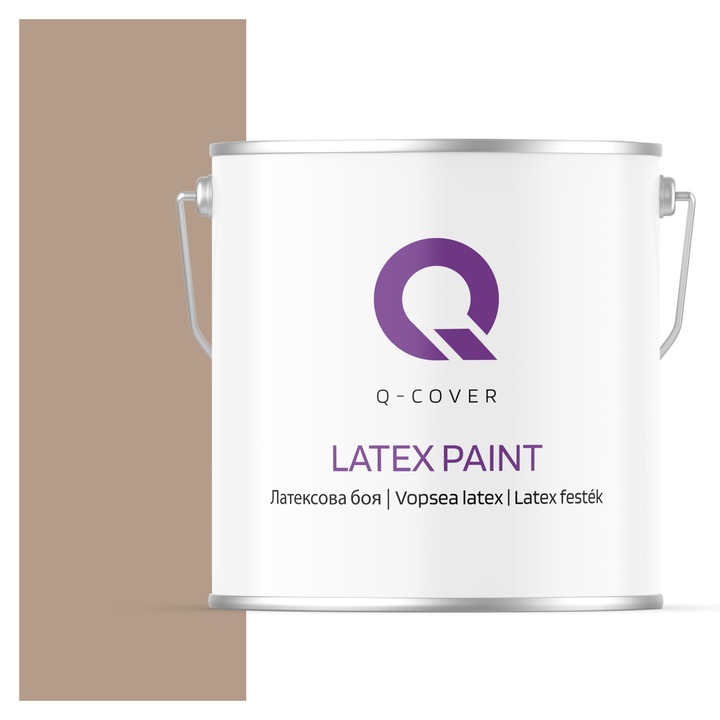Vopsea latex, Q-Cover, Aramiu H4934, pentru interior, pe baza de apa, galeti de fier, usor de aplicat, rezistent la frecare, elimina reflexiile luminii, sigura pentru persoanele alergice, fara miros, tixotropa, Mat, 5L