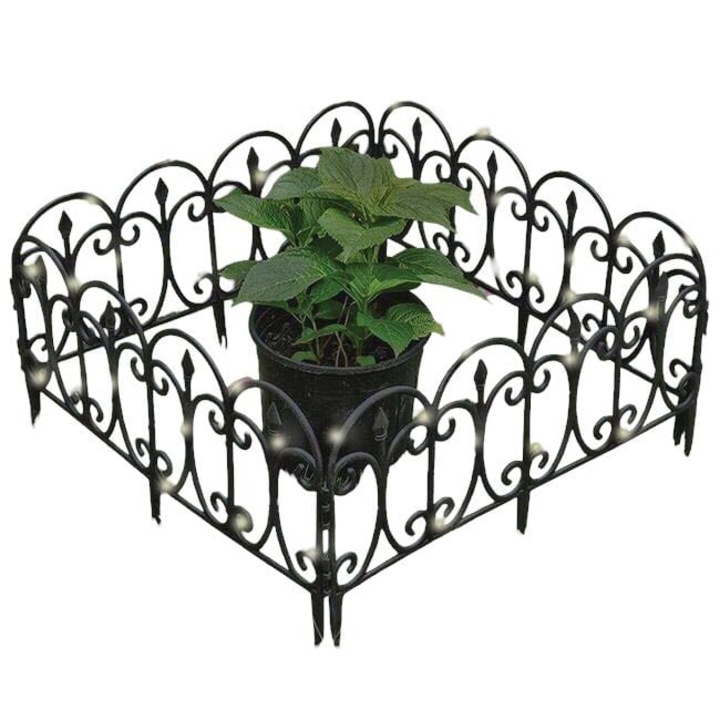 Set Gardulet Decorativ din Plastic Negru cu Model cu16 Becuri Solare 56.5x30 cm 4 buc