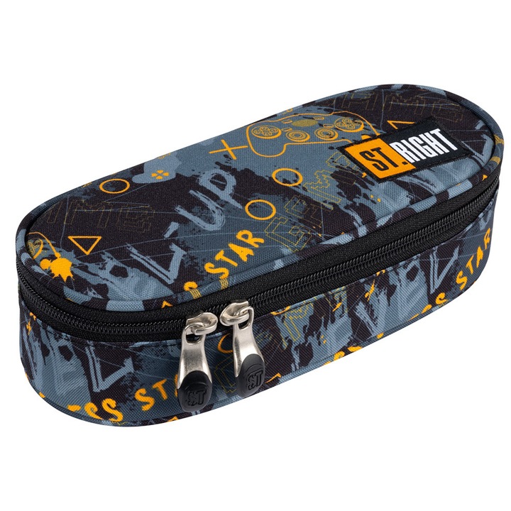 Penar borseta 1 compartiment, 1 extensie, oval, Majewski, Colectia Orange Pad 2025, PC-01, 20.5x9.5x5 cm