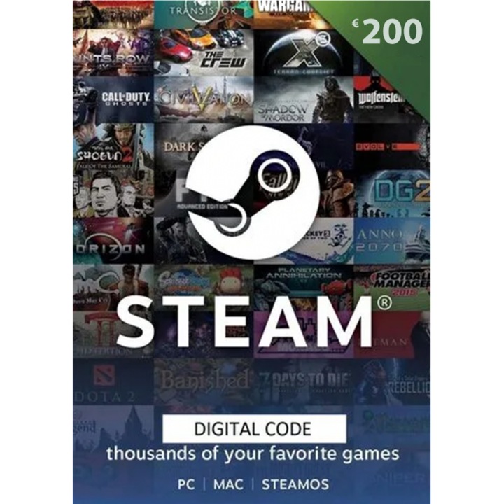 Card Steam Wallet 200 EURO ( Cd Key Scop Multiplu)