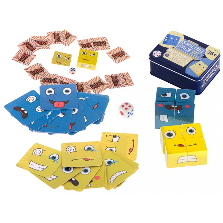 Smiling Face - Készségfejlesztő arc cserélős kocka játék, színes