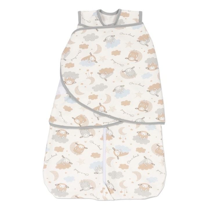 Baba hálózsák pólyás rendszerrel bolyhos pamutból, Kidizi On a Cloud Pastel, 0-6 hónap, 1 db