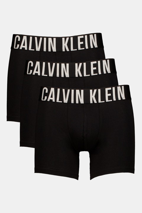CALVIN KLEIN, Set de boxeri cu banda logo in talie - 3 perechi, Negru