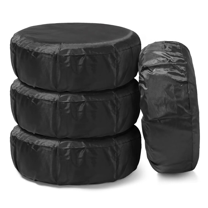 Set 4 huse pentru depozitare si protectie anvelope, Zola, dimensiunea rotii 17-20 inci, rezistente la apa, poliester, negre