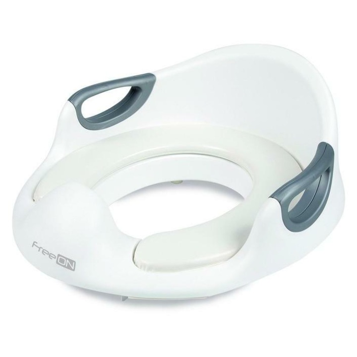 Редуктор за тоалетна седалка, FreeON, С удобна и подвижна възглавница, С дръжки, 37x9, 3x65, 5 см, Бял