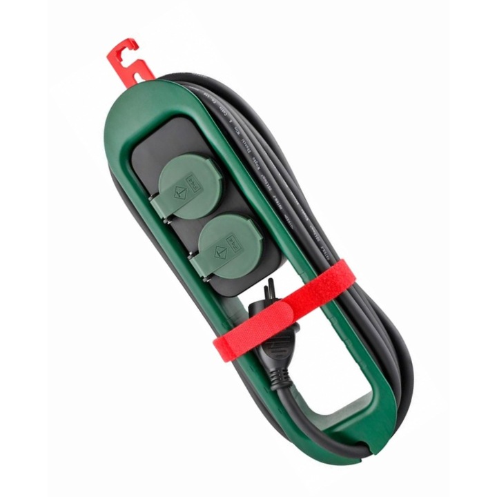 Външен удължител с 2 гнезда, дължина 4,9 м, макс. 3680 W/16 A, IP44