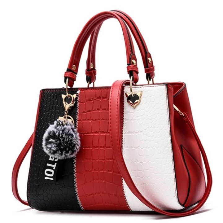 Geanta dama Freeland B1056 cu bareta pentru umar, Piele ecologica, Rosu