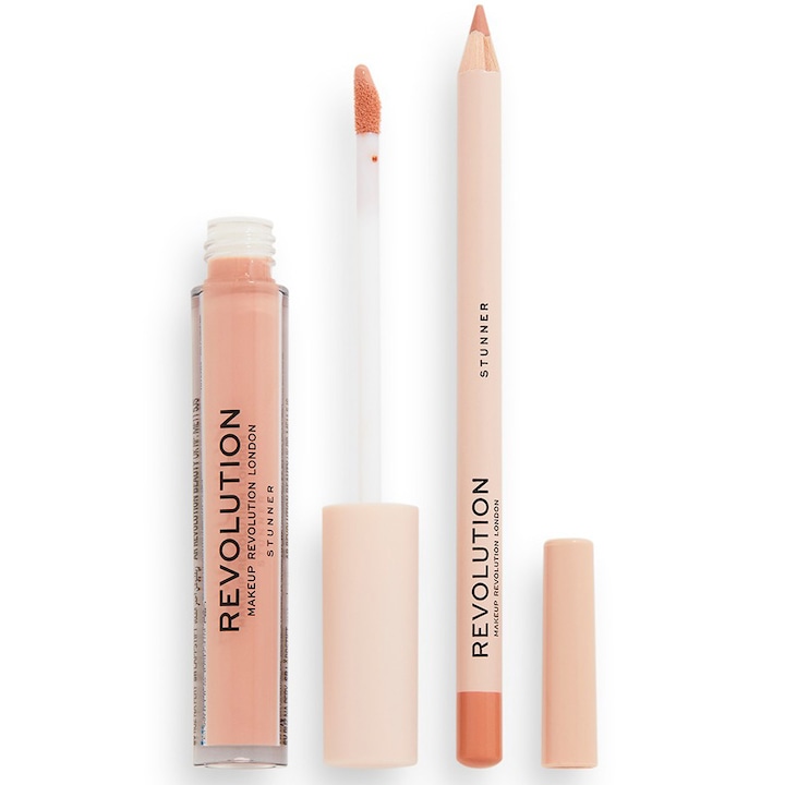 Комплект грижа за устни Revolution: Червило, 3 мл + Молив за устни, 1 гр Contour Kit Stunner