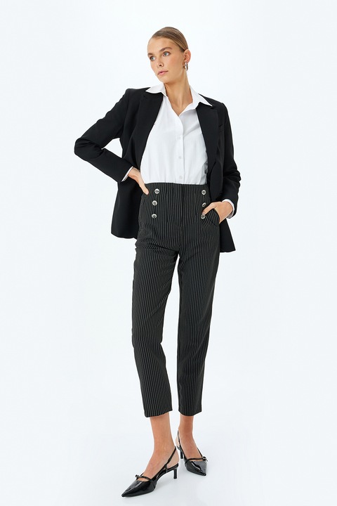 KOTON, Pantaloni conici cu talie inalta, Negru