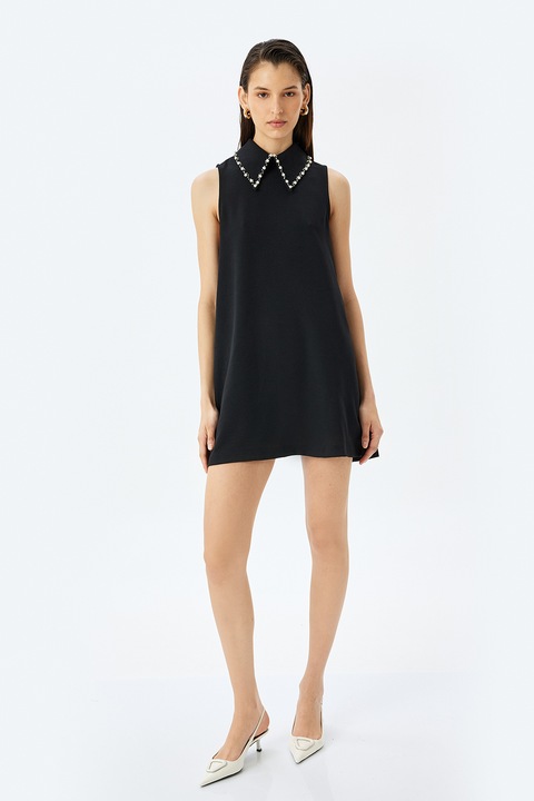 KOTON, Rochie dreapta cu guler ascutit, Negru