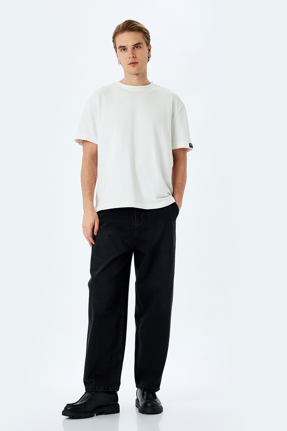 KOTON, Blugi cu croiala ampla, Negru, W30-L32