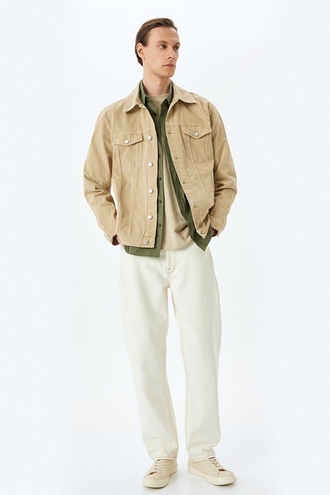 KOTON, Jacheta uni din denim, Maro nisip