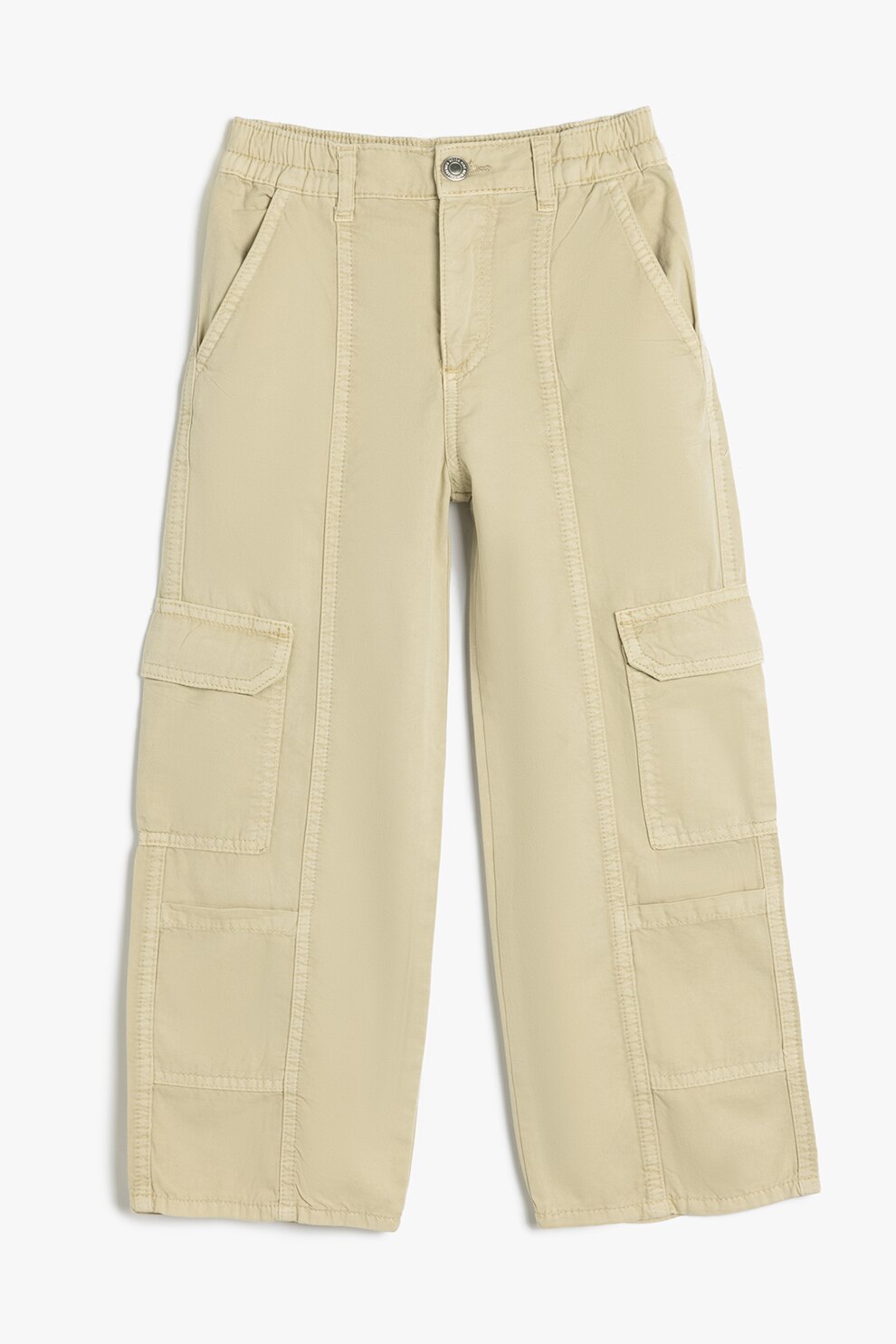 KOTON, Pantaloni cargo cu croiala ampla, Bej deschis, 158-164 CM