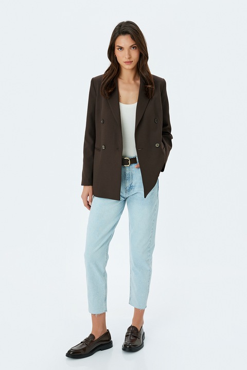 KOTON, Blugi crop cu talie inalta, Albastru deschis