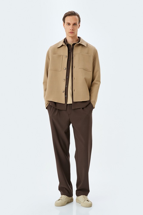 KOTON, Jacheta-camasa cu buzunare pe piept, Maro camel