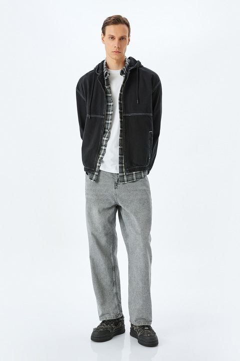 KOTON, Jacheta de bumbac cu detalii contrastante, Negru