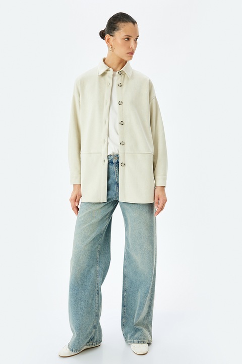 KOTON, Jacheta-camasa uni cu nasturi, Alb murdar