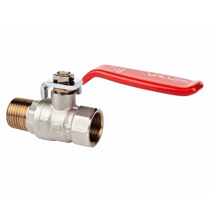 Сферичен кран Valvex, месинг, вътрешна - външна резба, 3/8", PN40, със стоманен лост