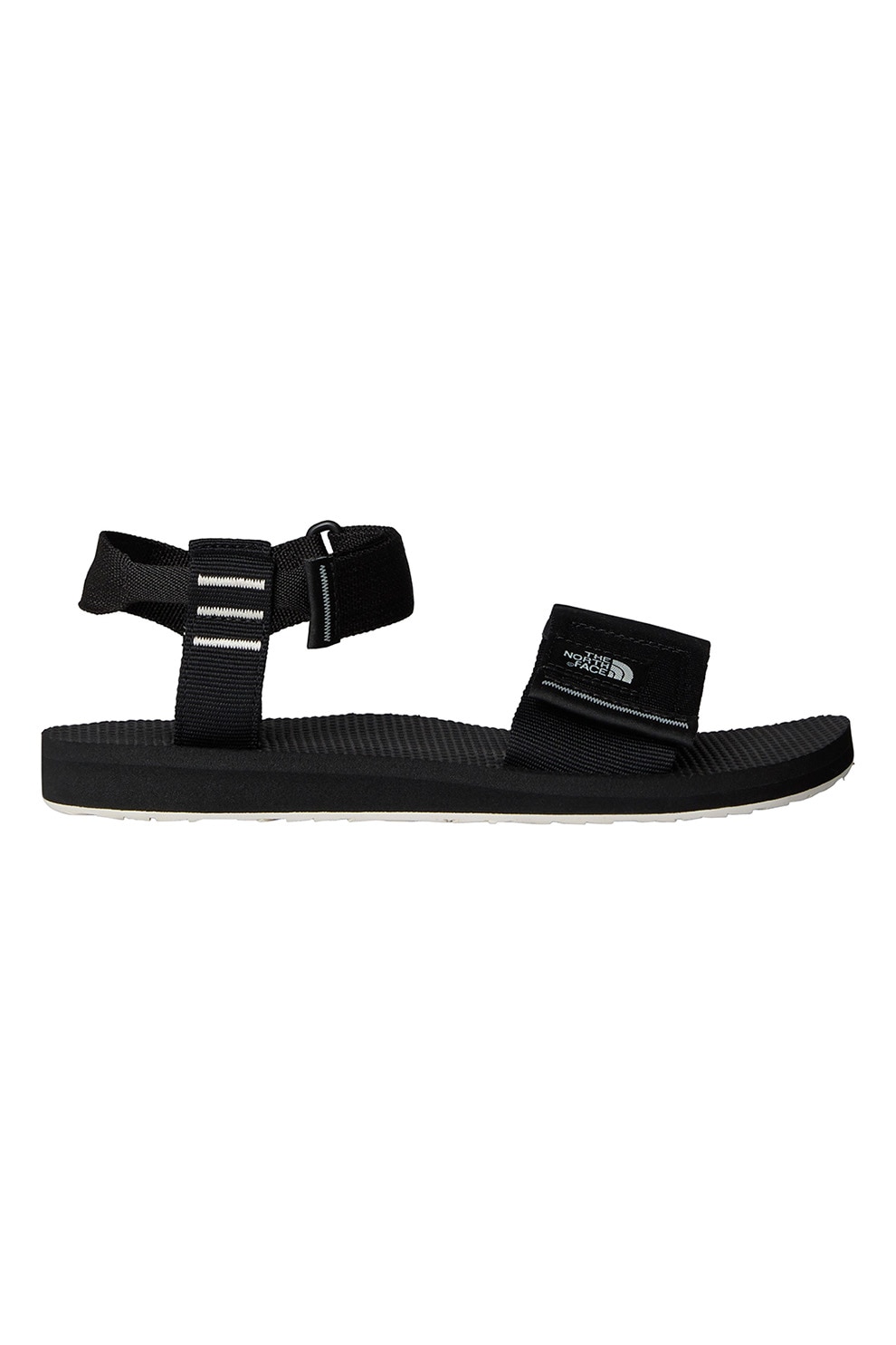 The North Face, Sandale cu talpa plata si velcro, Alb, Negru, 7