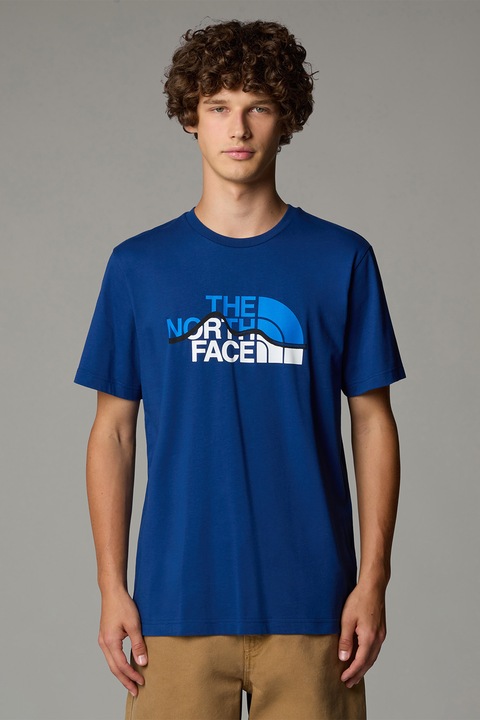 The North Face, Тениска с лого, Бял/Тъмносин