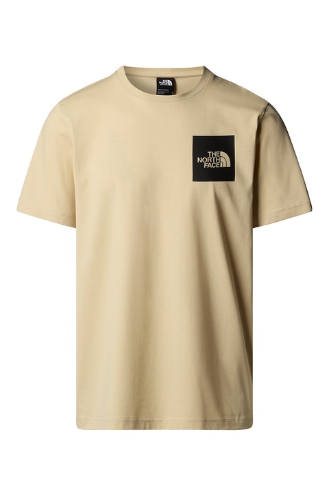 The North Face, Tricou cu decolteu la baza gatului si logo pe piept, Bej inchis