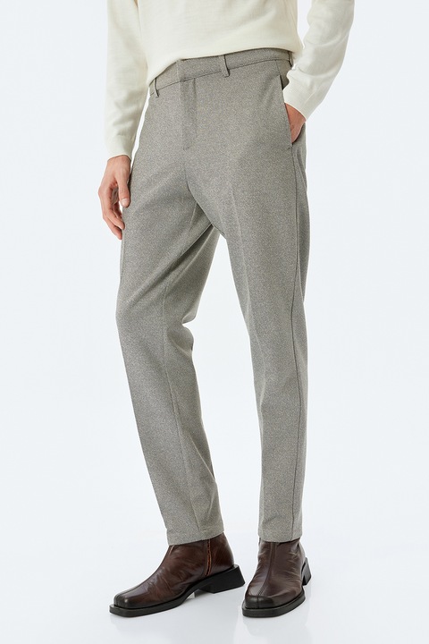 KOTON, Pantaloni cu talie medie, Gri deschis